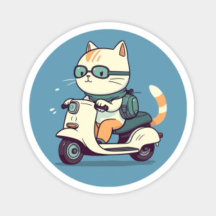 Cat riding scooter Magnet